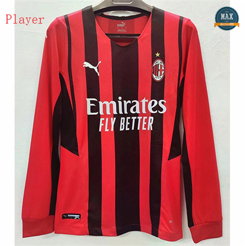 Max Maillots Foot Player Version 2021/22 AC Milan Domicile Manche Longue