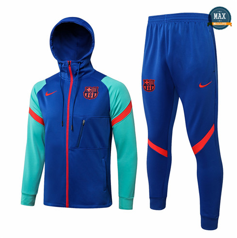 Max Veste foot Survetement foot à Capuche Barcelone 2021/22 Bleu/Vert