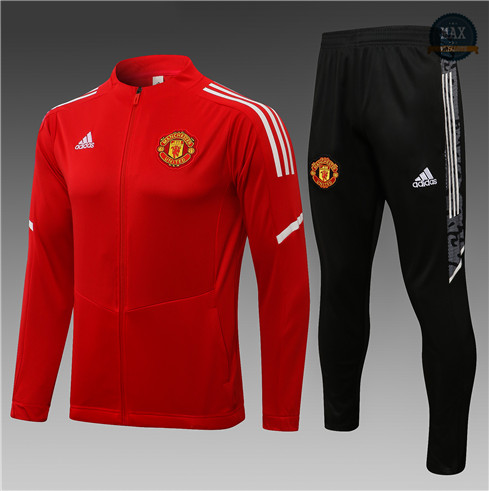 Max Veste foot Survetement foot Enfant Foot Manchester United 2021/22 Rouge Col bas