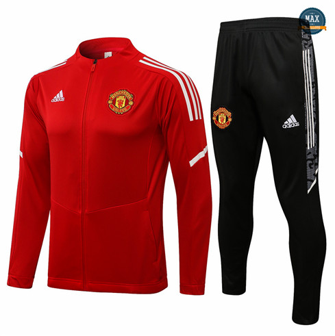 Max Veste foot Survetement foot Manchester United 2021/22 Rouge/Blanc Col bas