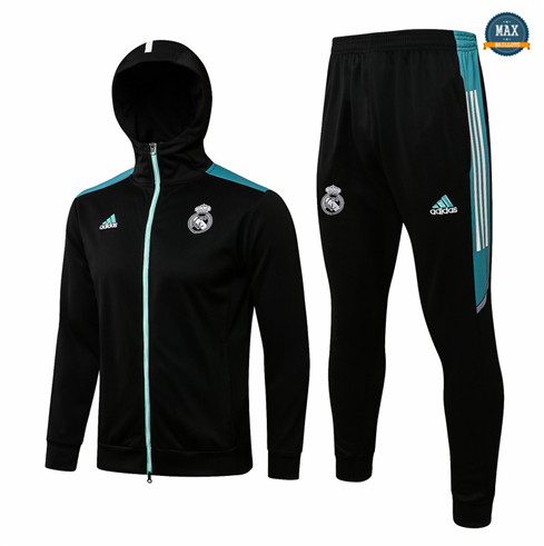 Max Veste foot Survetement foot à Capuche Real Madrid 2021/22 Noir/Bleu