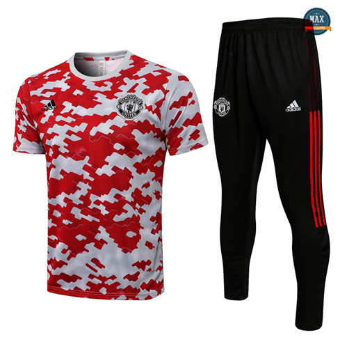 Max Maillots Foot Manchester United + Pantalon 2021/22 Training Rouge/Blanc