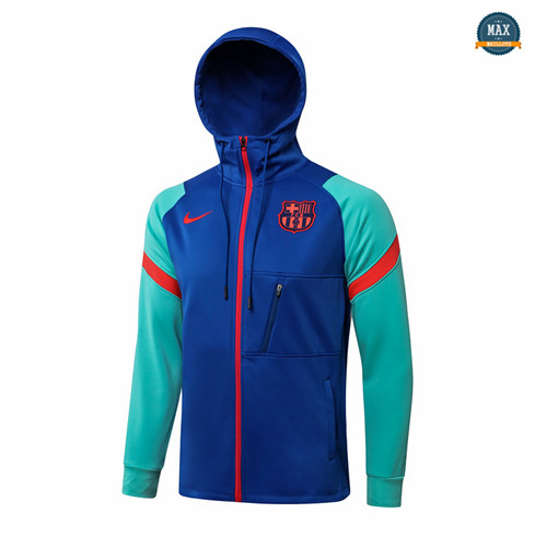 Max Veste foot à Capuche Barcelone 2021/22 Bleu/Vert