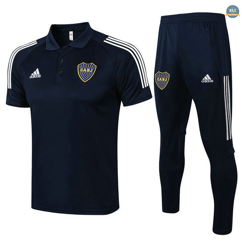 Max Maillot POLO Boca Juniors + Pantalon 2021/22 Training Bleu Marine