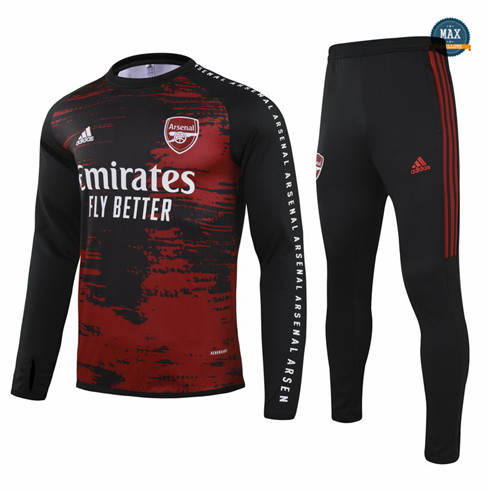 Max Veste Survetement Arsenal Rouge/Noir Col Rond 2021/22 fiable