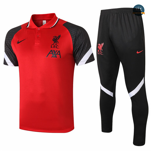 Max Maillots Polo Liverpool + Pantalon 2021/22 Training Rouge/Noir fiable