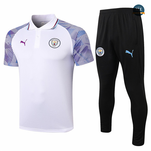Max Maillot polo Manchester City + Pantalon 2021/22 Training Blanc Shop Online