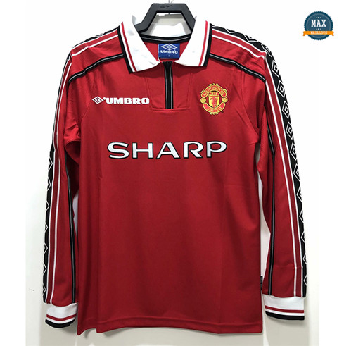 Max Maillots Retro 1998 Manchester United Domicile Manche Longue