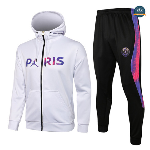 Max Veste Survetement a Capuche PSG Jordan 2021/22 Blanc