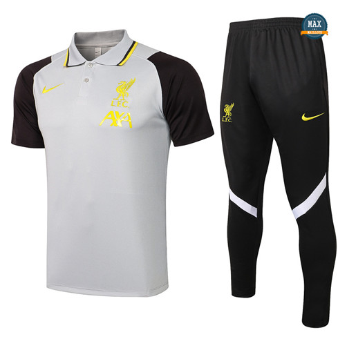 Max Maillots Polo Liverpool + Pantalon 2021/22 Training Gris Clair