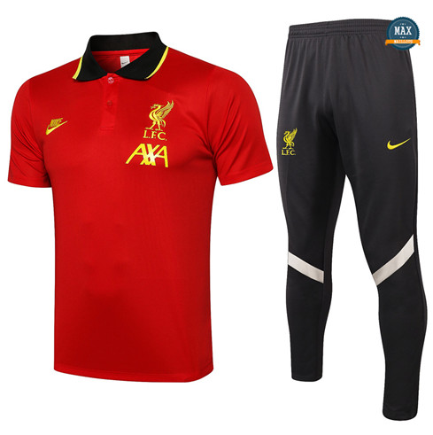 Max Maillots Polo Liverpool + Pantalon 2021/22 Training Rouge/Noir