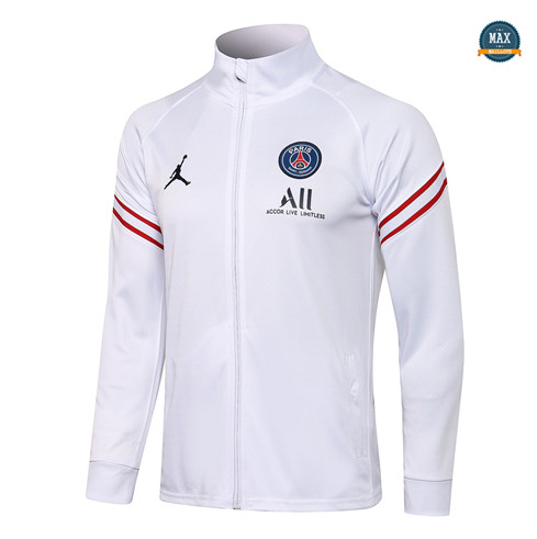 Max Veste PSG Jordan 2021/22 Blanc Col Haut