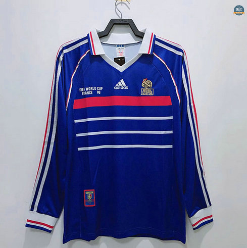 Max Maillot Rétro 1998 France Domicile Manche Longue