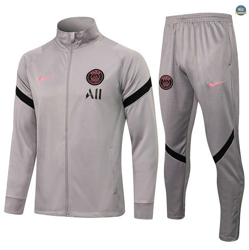 Max Maillots Veste Survetement PSG 2021/22 Gris clair