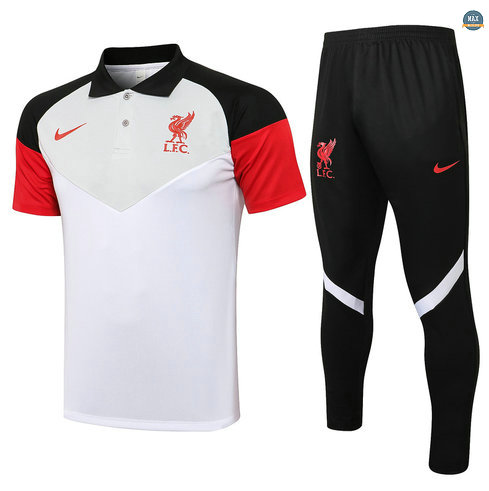 Max Maillots Polo Liverpool + Pantalon 2021/22 Training Blanc/Gris