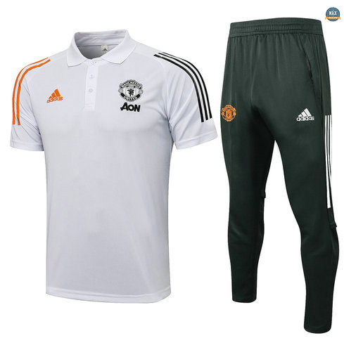 Max Maillot Polo Manchester United + Pantalon 2021/22 Training Blanc