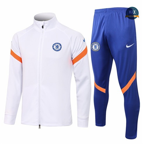 Max Veste Survetement Chelsea 2021/22 Blanc Col Haut