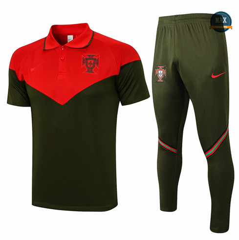 Max Maillots POLO Portugal + Pantalon 2021/22/22 Training Noir/ Rouge