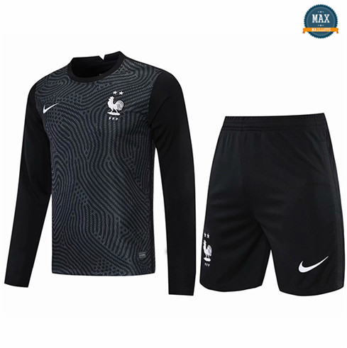 Max Maillots France Gardien de but + Short Noir Manche Longue 2021/22