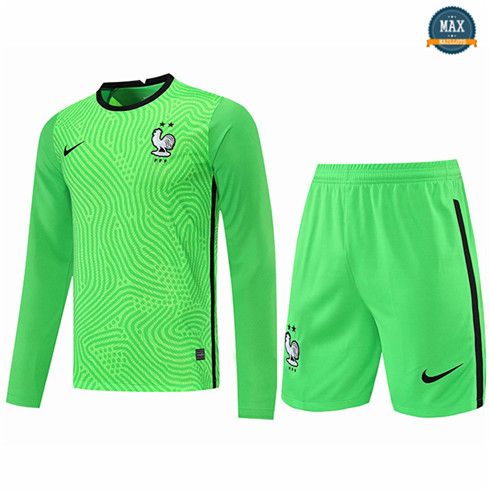 Max Maillots France Gardien de but + Short Manche Longue Vert 2021/22