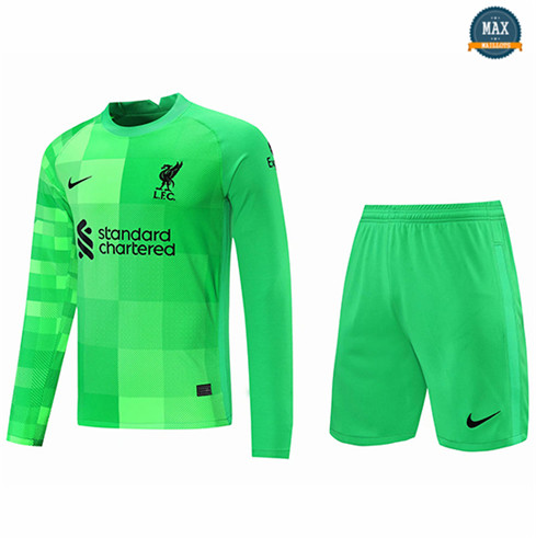 Max Maillots Liverpool Gardien de but + Short Manche Longue Vert 2021/22