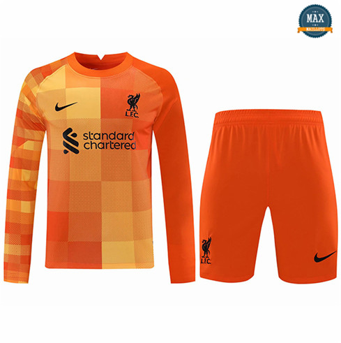 Max Maillot Liverpool Gardien de but + Short Manche Longue Orange 2021/22