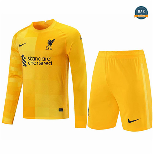 Max Maillots Liverpool Gardien de but Manche Longue + short Jaune 2021/22