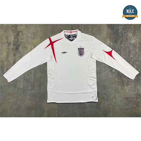 Max Maillot Rétro 2006 Angleterre Domicile Blanc Manche Longue