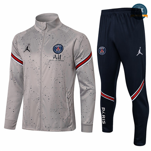 Max Veste Survetement Jordan PSG Gris Clair 2021/22 Col Haut