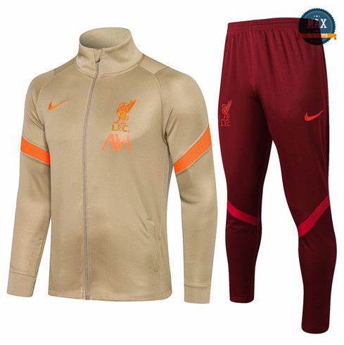 Max Veste Survetement Liverpool Kaki 2021/22 Col Haut