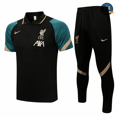 Max Maillot Polo Liverpool + Pantalon 2021/22 Training Noir