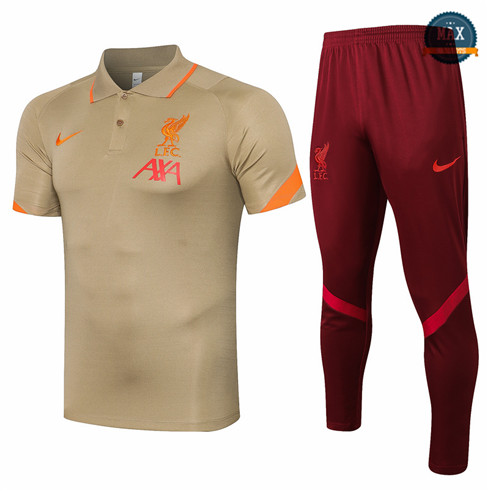 Max Maillot Polo Liverpool + Pantalon 2021/22 Training Kaki