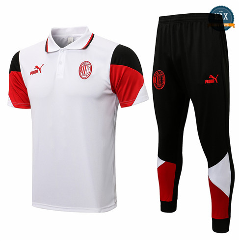 Max Maillot Polo AC Milan + Pantalon 2021/22 Training Blanc