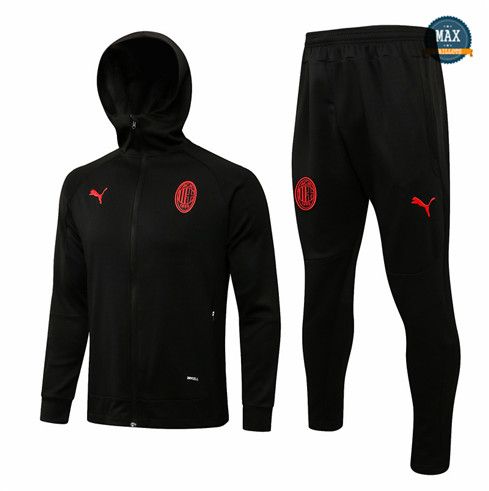 Max Maillots Veste Survetement à Capuche AC Milan 2021/22 Noir