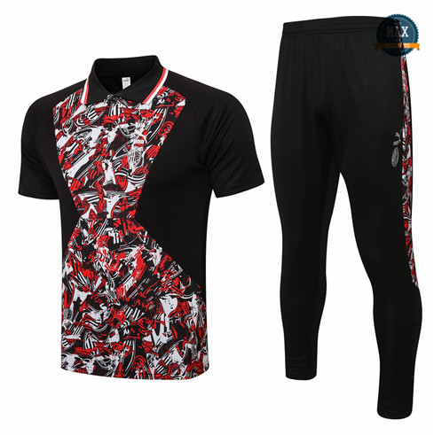 Max Maillots Polo AC Milan + Pantalon 2021/22 Training Noir/Rouge