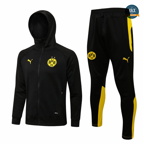 Max Maillots Veste Survetement à Capuche Borussia Dortmund 2021/22 Noir