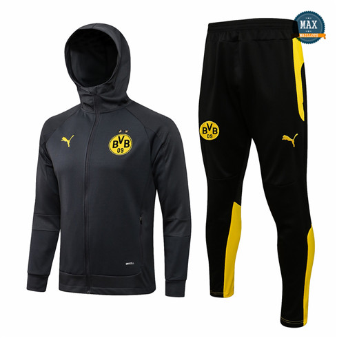 Max Maillots Veste Survetement à Capuche Borussia Dortmund 2021/22 Gris