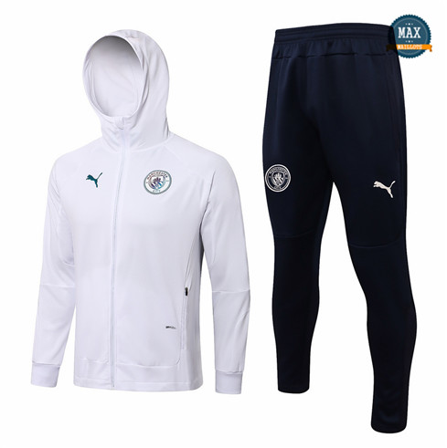 Max Maillots Veste Survetement à Capuche Manchester City 2021/22 Blanc