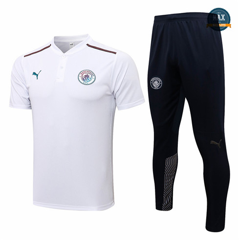 Max Maillots Polo Manchester City + Pantalon 2021/22 Training Blanc