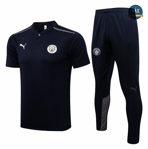 Max Maillots Polo Manchester City + Pantalon 2021/22 Training Bleu Marine