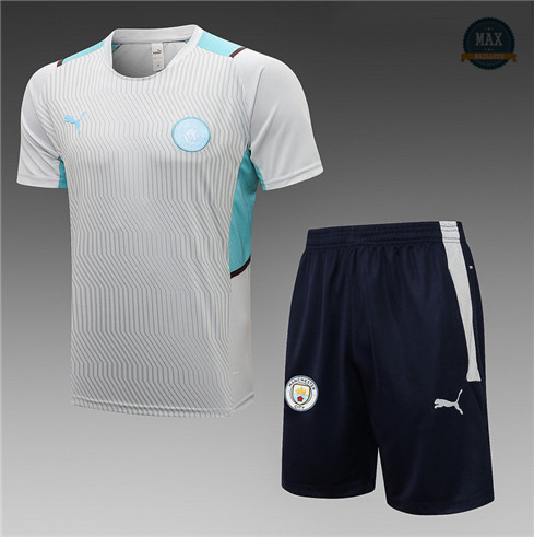 Max Maillots Manchester City + Shorts 2021/22 Training Gris clair