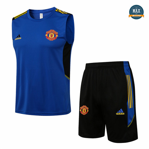 Max Maillots Manchester United Debardeur + Shorts 2021/22 Training champions league Bleu