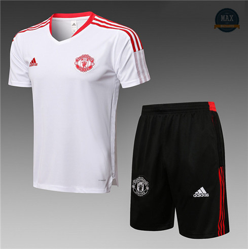 Max Maillots Manchester United + Shorts 2021/22 Training Blanc