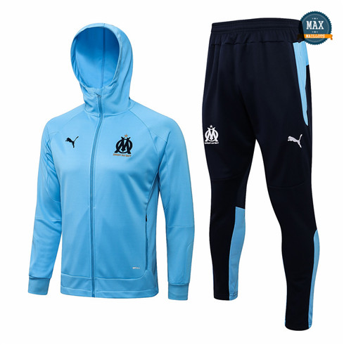 Max Maillots Veste Survetement à Capuche Marseille 2021/22 Bleu clair