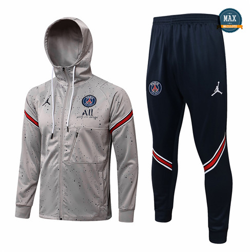 Max Maillots Veste Survetement à Capuche Jordan PSG 2021/22 Gris clair