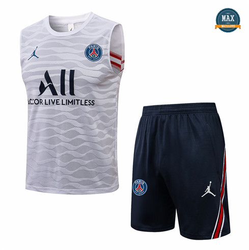 Max Maillots Jordan PSG Debardeur + Shorts 2021/22 Training Blanc