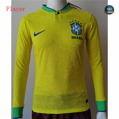 Site fiable Max Maillot Player Version 2022/23 Brésil Domicile Manche Longue pas cher