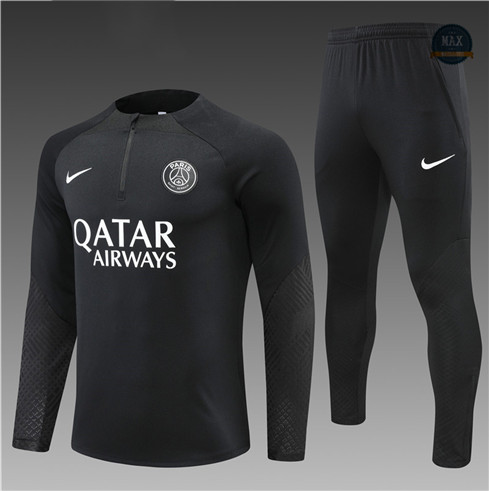 Max Maillot Survetement foot Enfant Paris PSG Noir 2022 fiable max 327