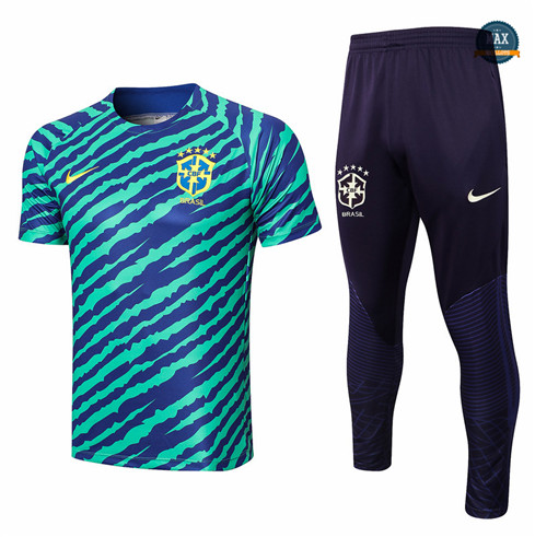 Max Maillot foot Bresil + Pantalon 2022 Training Bleu fiable max 468