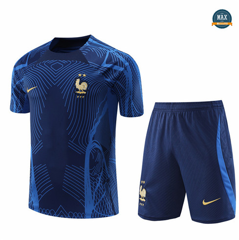 Max Maillot foot France + Short 2022 Training Bleu fiable max 471